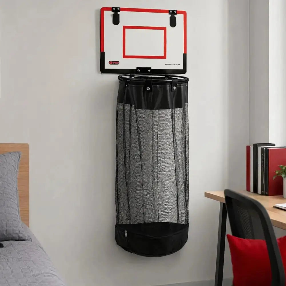 Halvo Kids Laundry Basket with Basketball Hoop foldable laundry hamper with zipper lid for clothes and toy storage