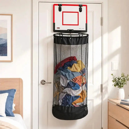 Halvo Laundry Basket with Basketball Hoop foldable clothes hamper with zipper lid for laundry and toy storage
