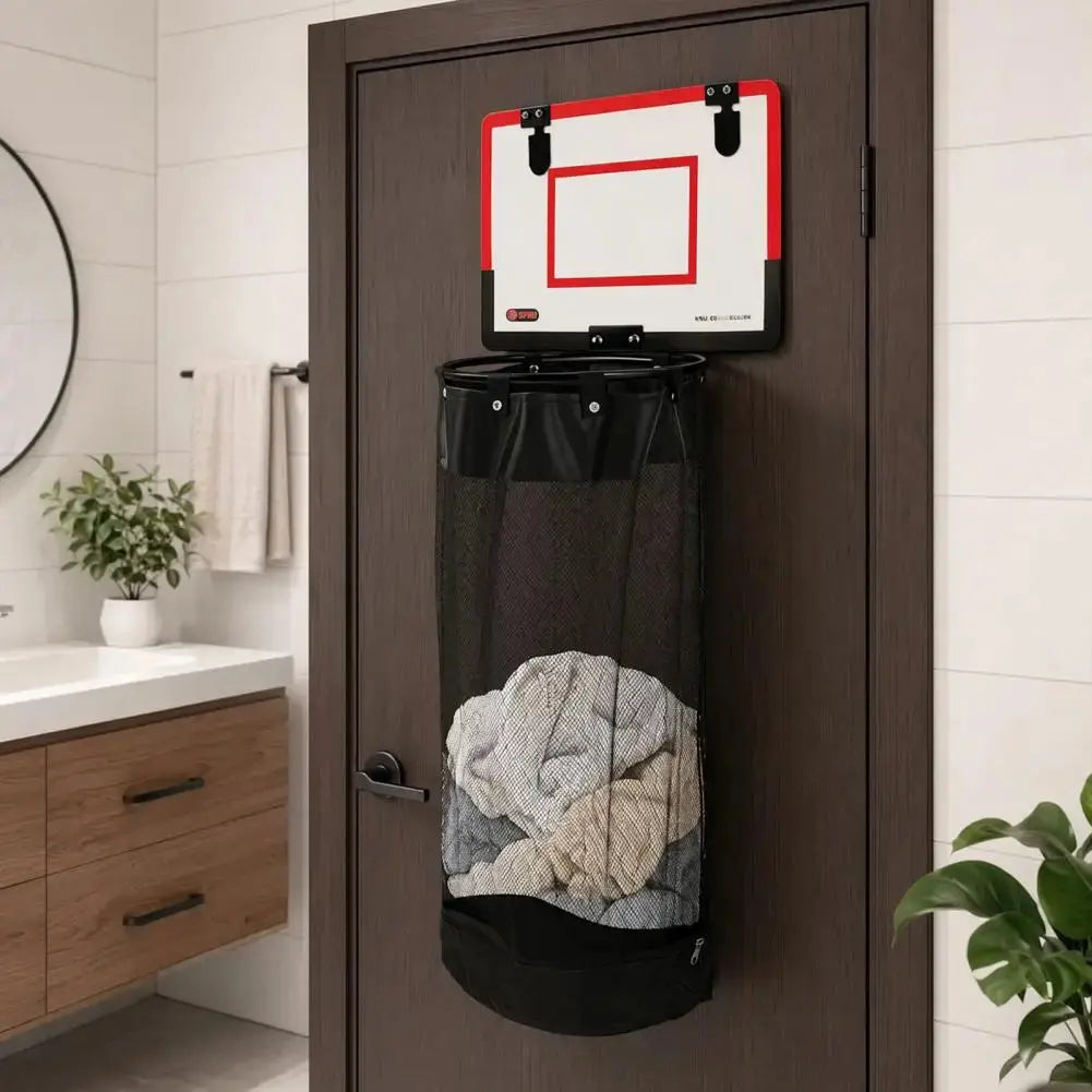 Halvo Laundry Basket with Basketball Hoop foldable clothes hamper with zipper lid for laundry and toy storage