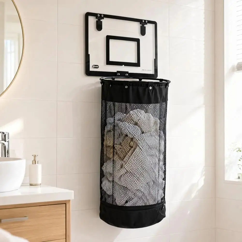 Halvo Laundry Basket with Basketball Hoop foldable clothes hamper with zipper lid for laundry and toy storage