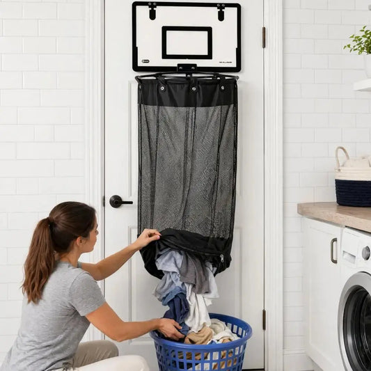 Halvo Laundry Basket with Basketball Hoop foldable clothes hamper with zipper lid for laundry and toy storage