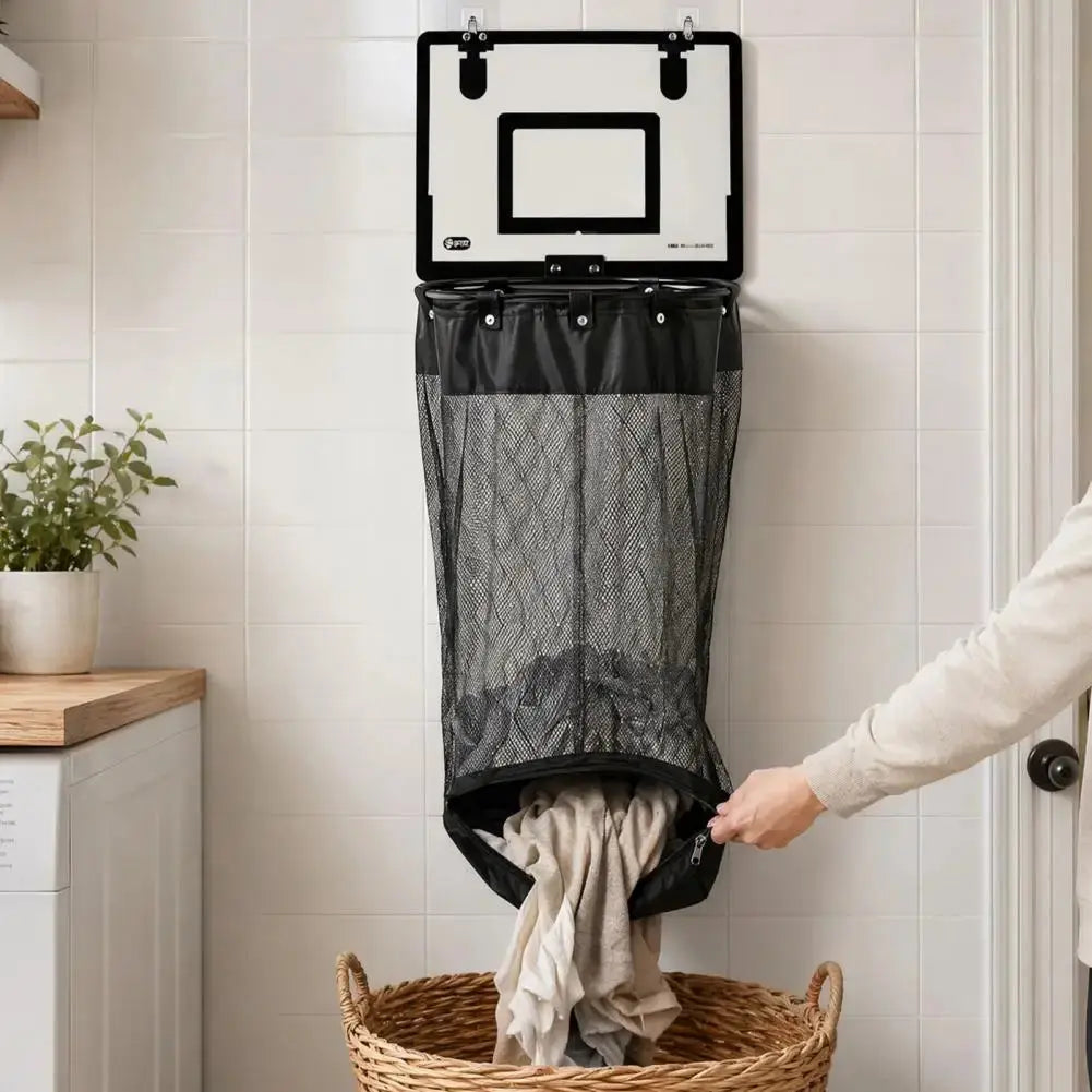 Halvo Laundry Basket with Basketball Hoop foldable clothes hamper with zipper lid for laundry and toy storage